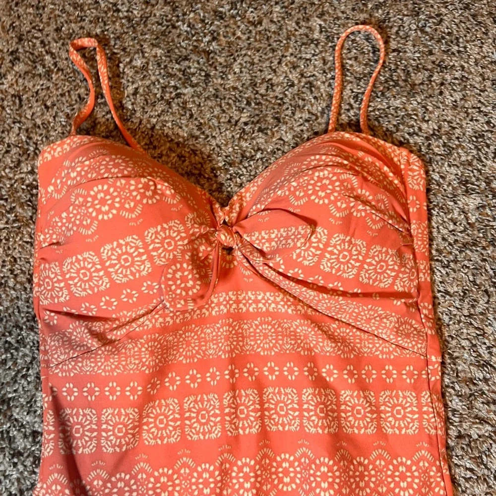 Robin Piccone‎ Orange Floral One Piece Swimsuit Sweetheart Neckline Size 6